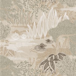 Papier Peint Intissé Jasmin Grège/ Vert Argile – Square Jasmin de Casamance - réf. 75680100